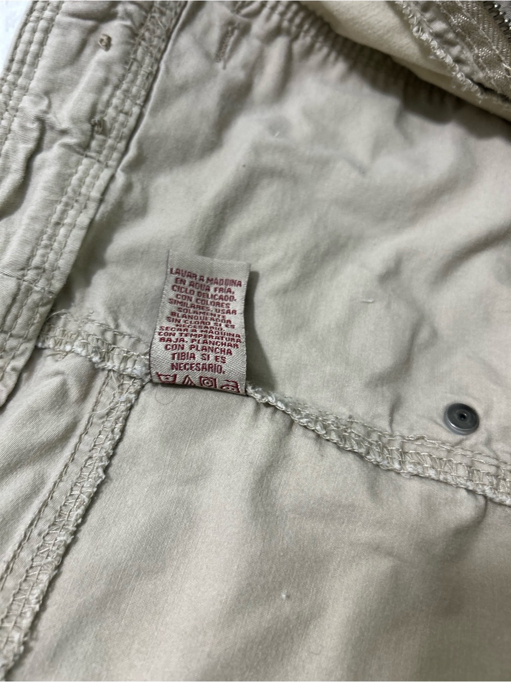 Roll-Cuff Cotton Jean Shorts in Khaki - Women's - Picture 12 of 13